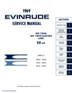1969 Evinrude 40 HP Big Twin, Lark Service Repair Manual P/N 4596
