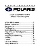 2007 Polaris 600 IQ sevrice Specs